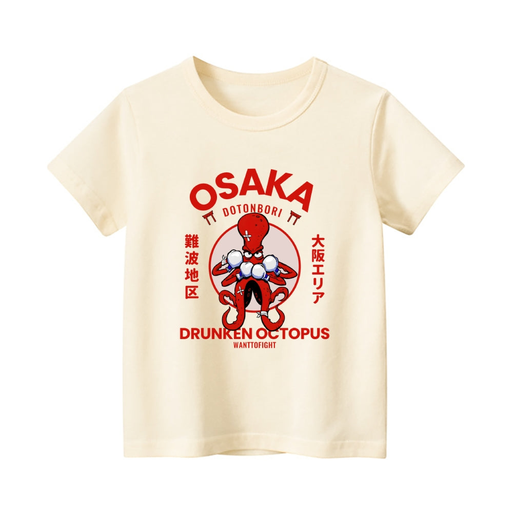 Osaka Octopus Vintage Kids Cotton T-shirt