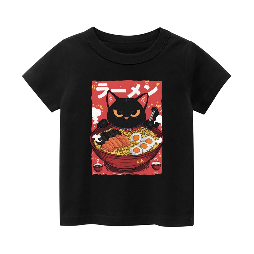 Ramen Cat Vintage Kids Cotton T-shirt