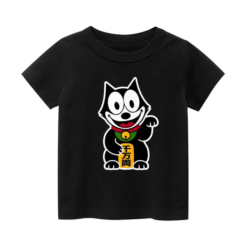 Lucky Cat Vintage Kids Cotton T-shirt