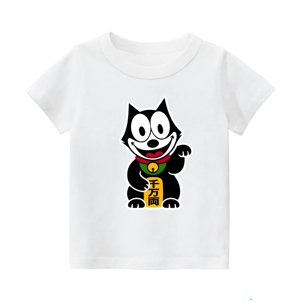 Lucky Cat Vintage Kids Cotton T-shirt
