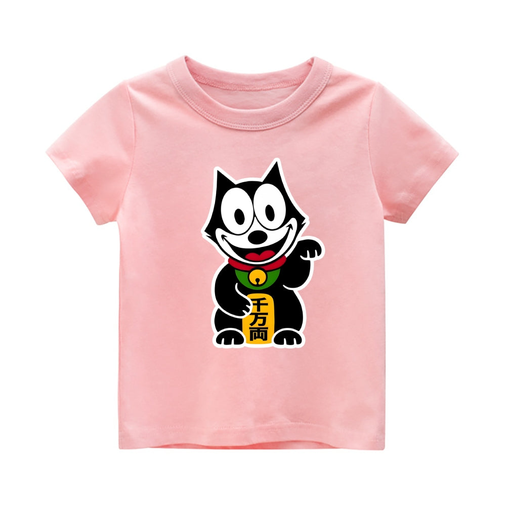 Lucky Cat Vintage Kids Cotton T-shirt