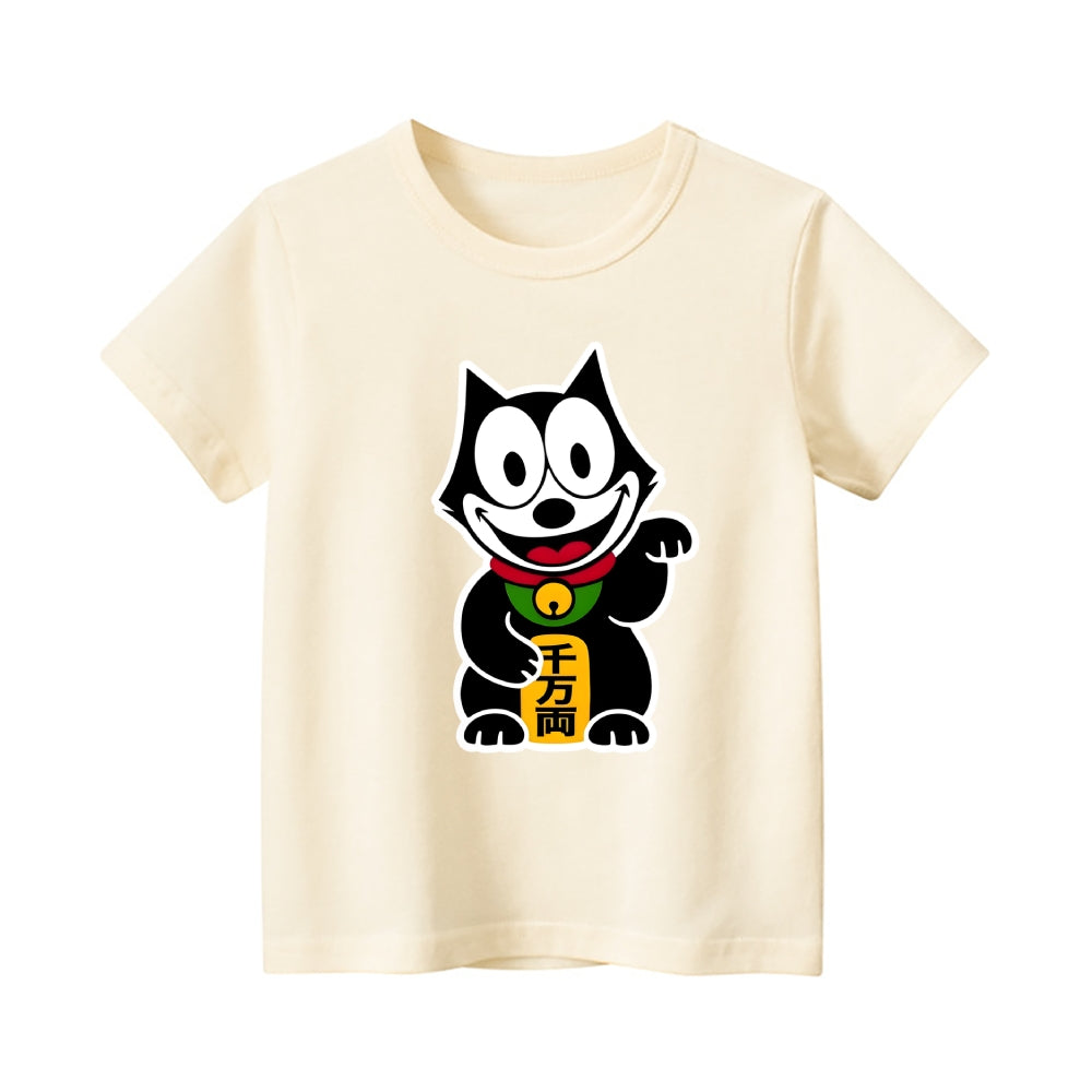 Lucky Cat Vintage Kids Cotton T-shirt