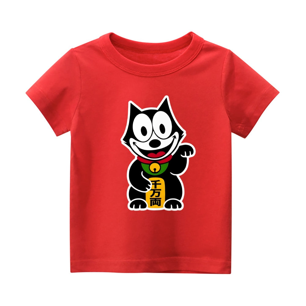 Lucky Cat Vintage Kids Cotton T-shirt