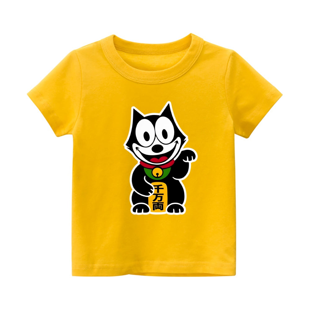 Lucky Cat Vintage Kids Cotton T-shirt