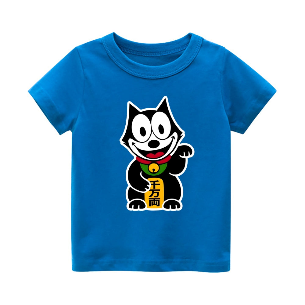 Lucky Cat Vintage Kids Cotton T-shirt