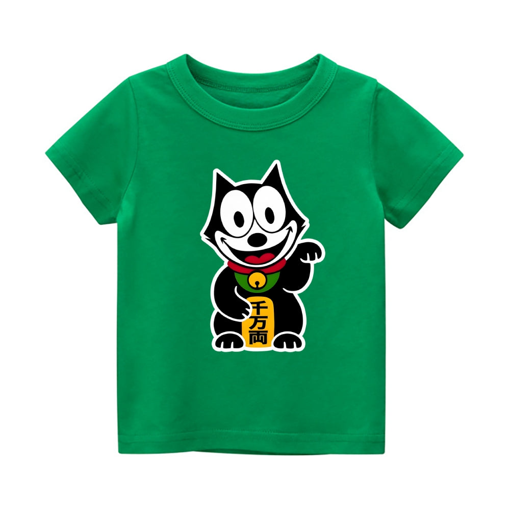 Lucky Cat Vintage Kids Cotton T-shirt