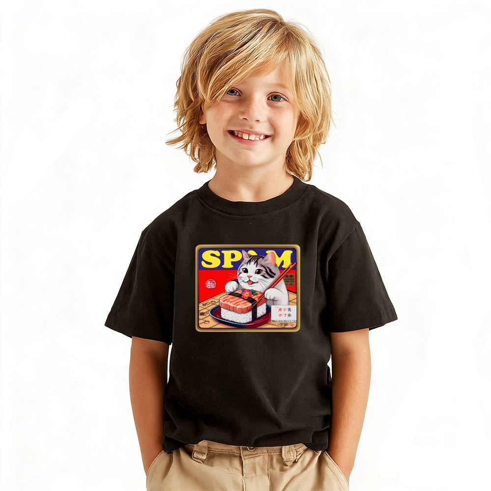 Spam Cat Vintage Kids Cotton T-shirt