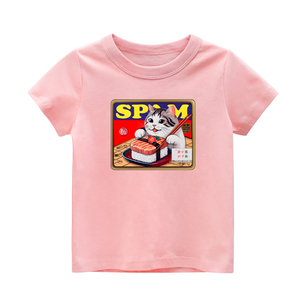 Spam Cat Vintage Kids Cotton T-shirt