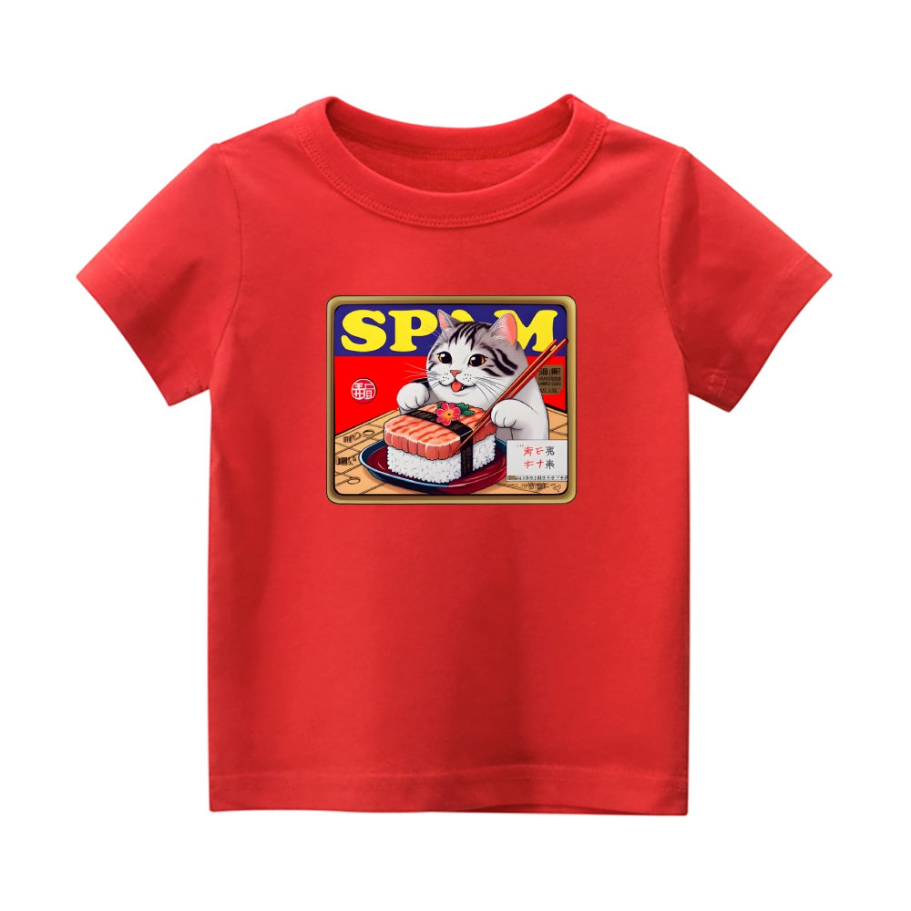Spam Cat Vintage Kids Cotton T-shirt