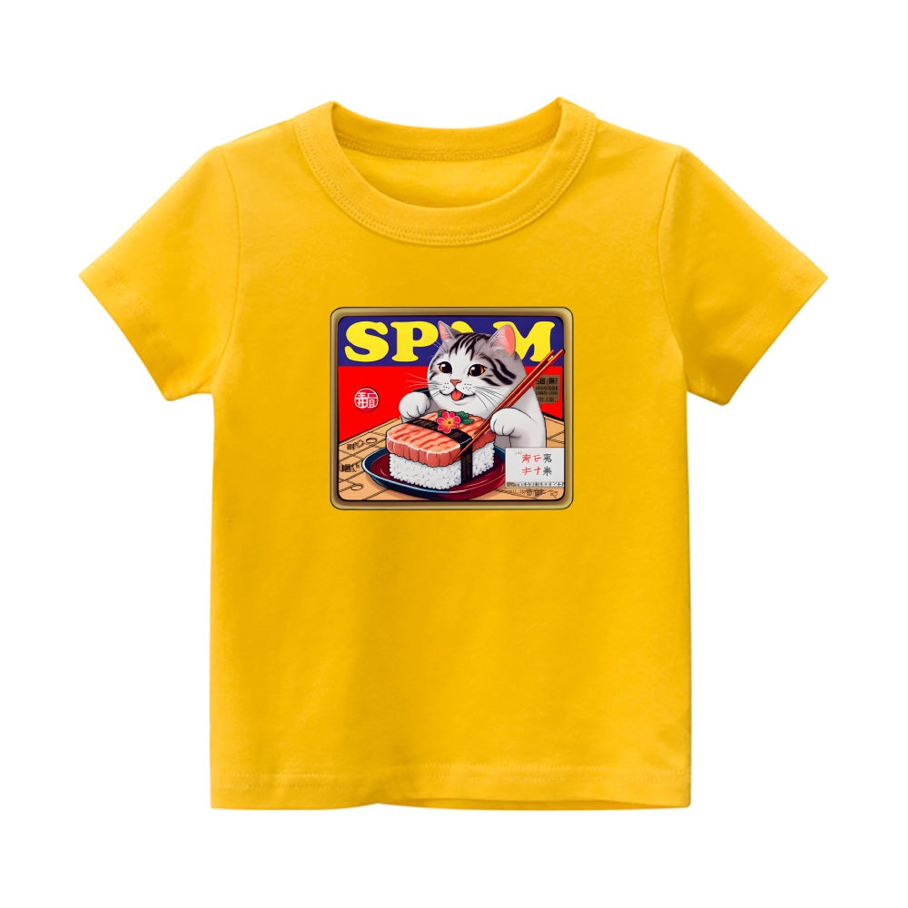Spam Cat Vintage Kids Cotton T-shirt