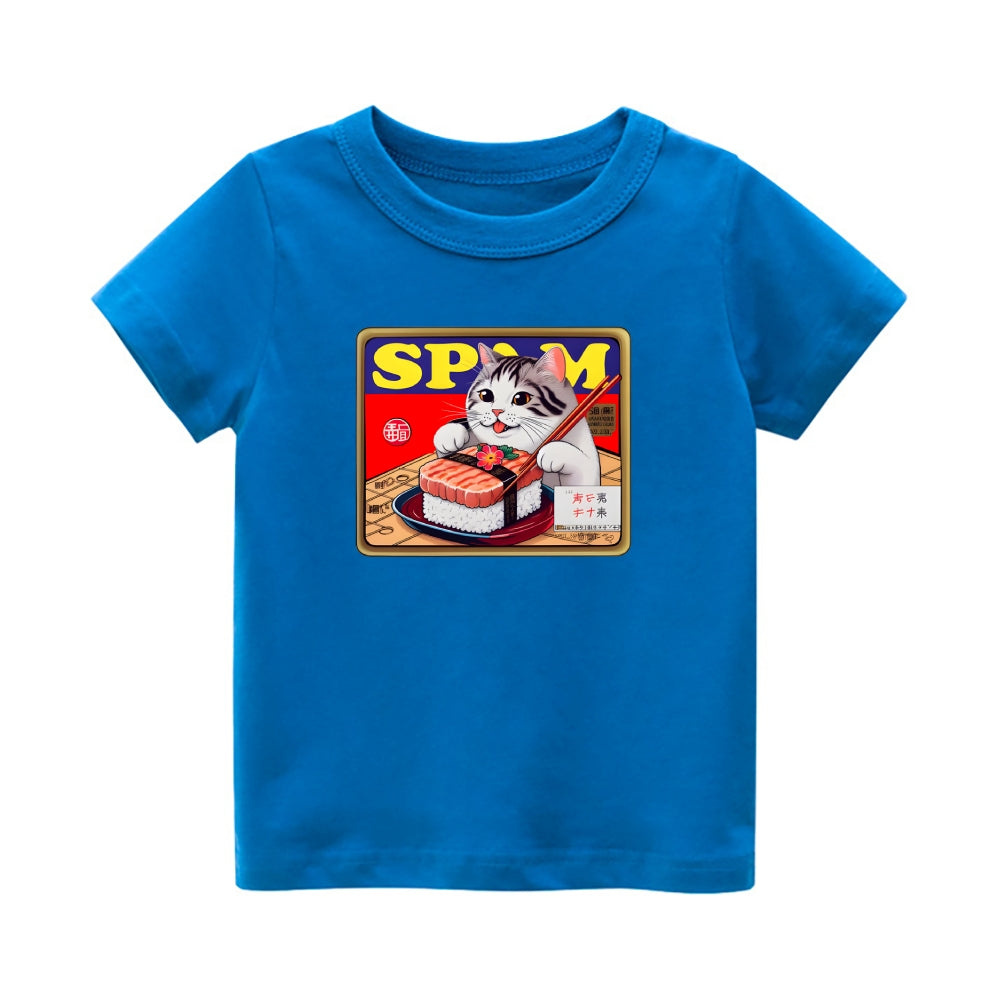 Spam Cat Vintage Kids Cotton T-shirt