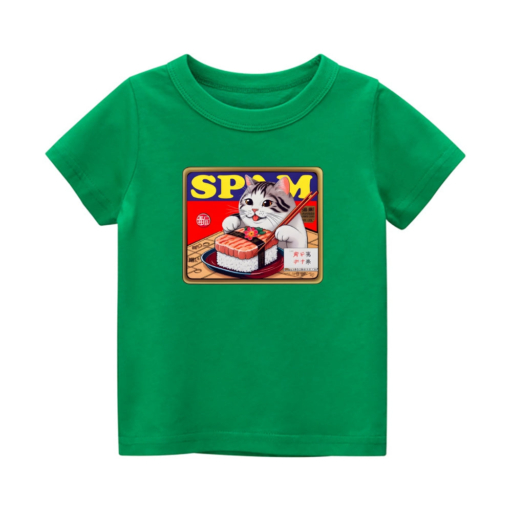 Spam Cat Vintage Kids Cotton T-shirt