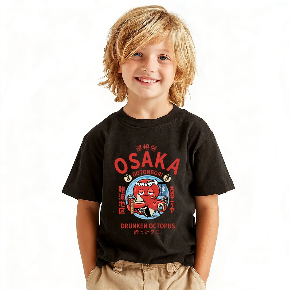 Osaka Octopus Vintage Kids Cotton T-shirt