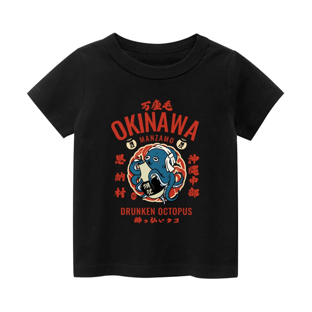 Okinawa Octopus Vintage Kids Cotton T-shirt