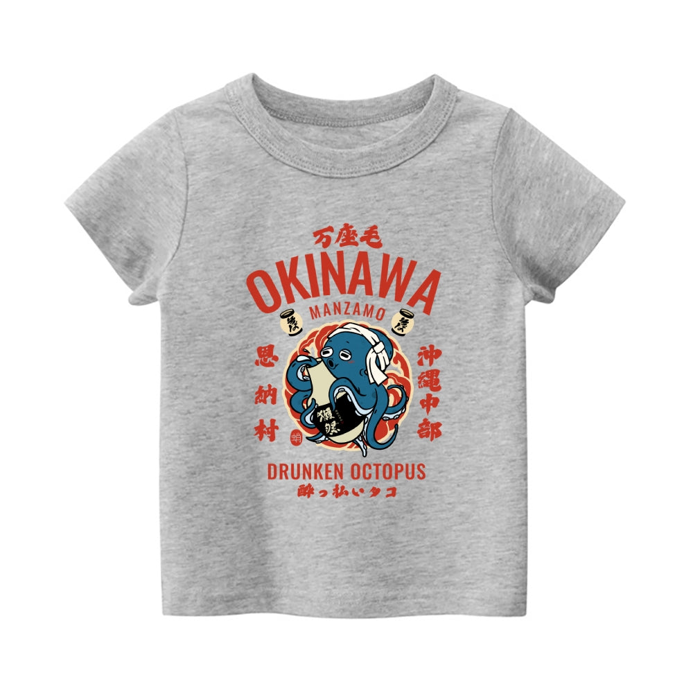 Okinawa Octopus Vintage Kids Cotton T-shirt