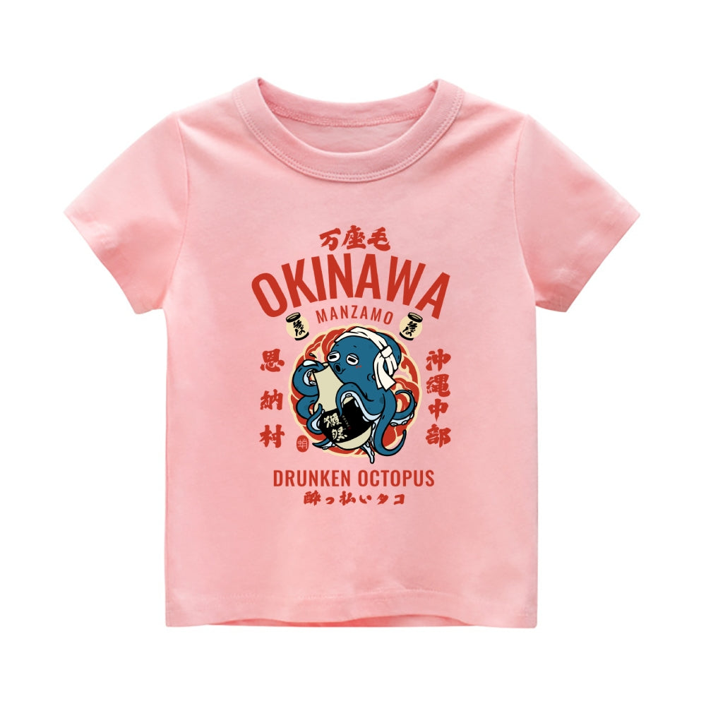 Okinawa Octopus Vintage Kids Cotton T-shirt