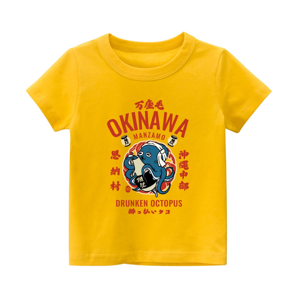 Okinawa Octopus Vintage Kids Cotton T-shirt