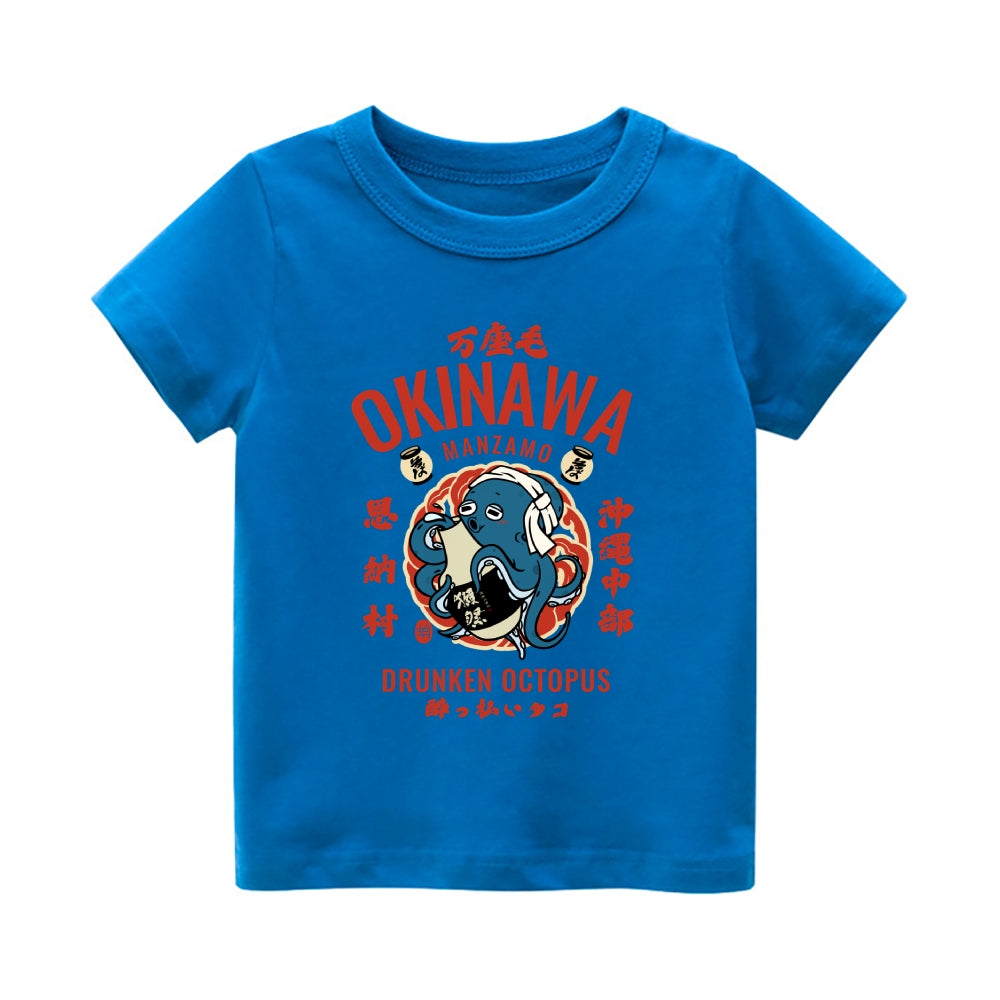 Okinawa Octopus Vintage Kids Cotton T-shirt