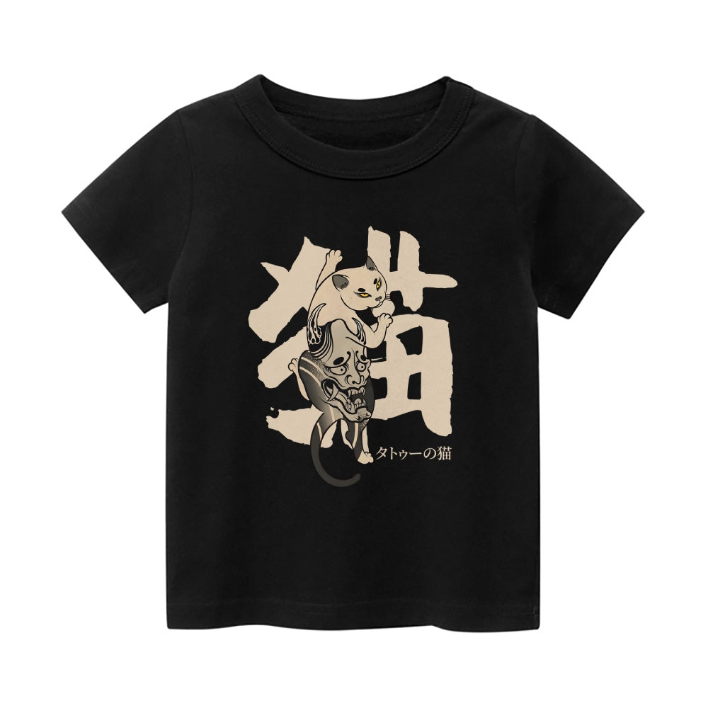 Tattoo Cat Vintage Kids Cotton T-shirt