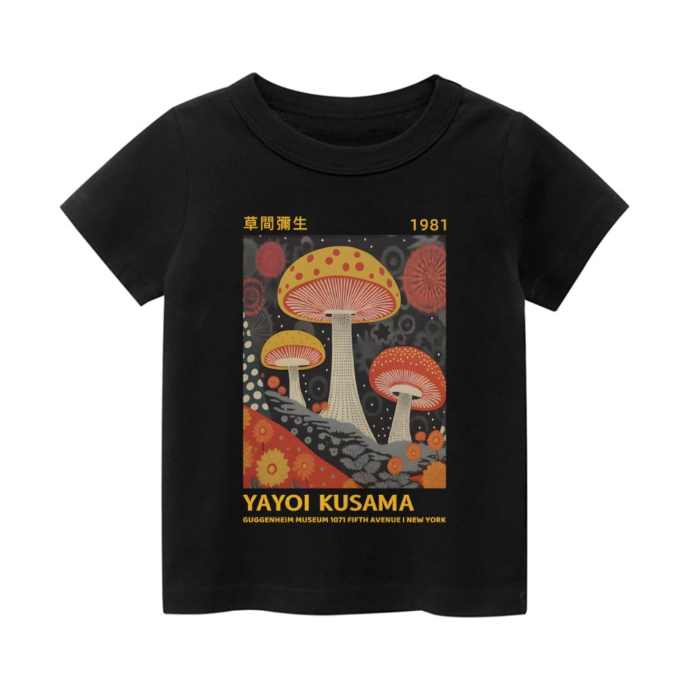 Yayoi Kusama Mushroom Vintage Kids Cotton T-shirt