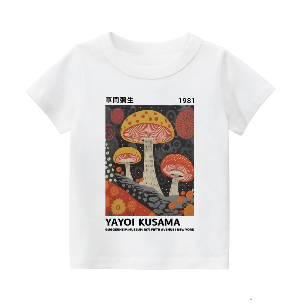Yayoi Kusama Mushroom Vintage Kids Cotton T-shirt