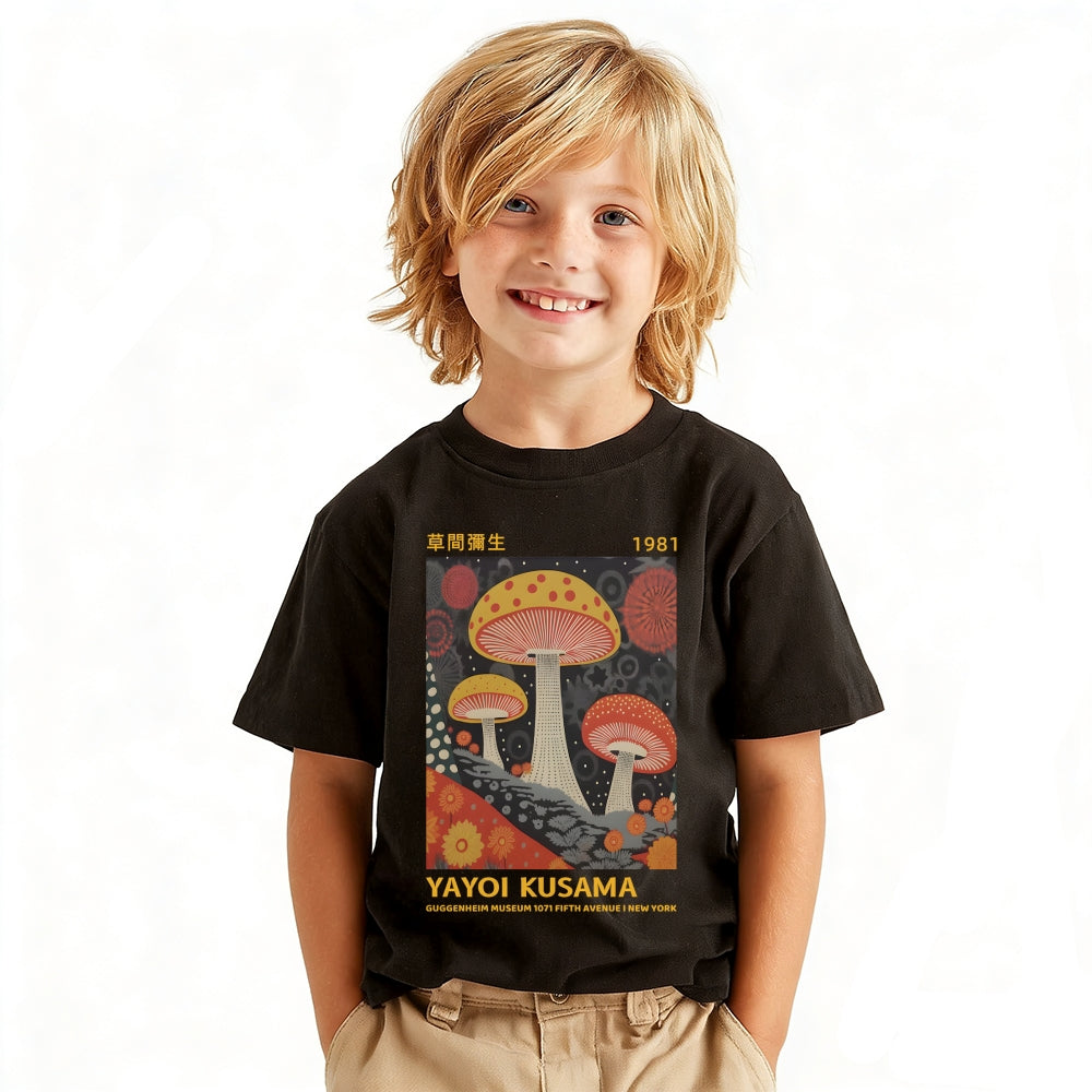 Yayoi Kusama Mushroom Vintage Kids Cotton T-shirt