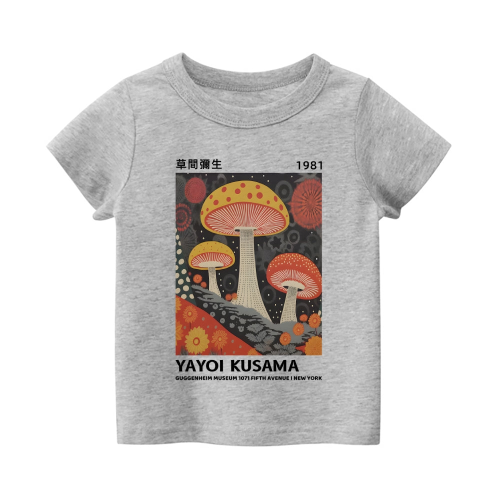 Yayoi Kusama Mushroom Vintage Kids Cotton T-shirt