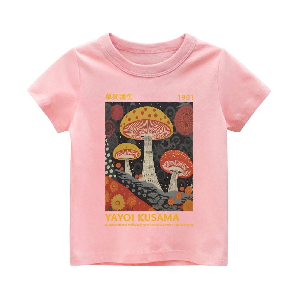 Yayoi Kusama Mushroom Vintage Kids Cotton T-shirt