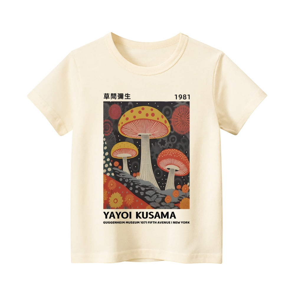 Yayoi Kusama Mushroom Vintage Kids Cotton T-shirt