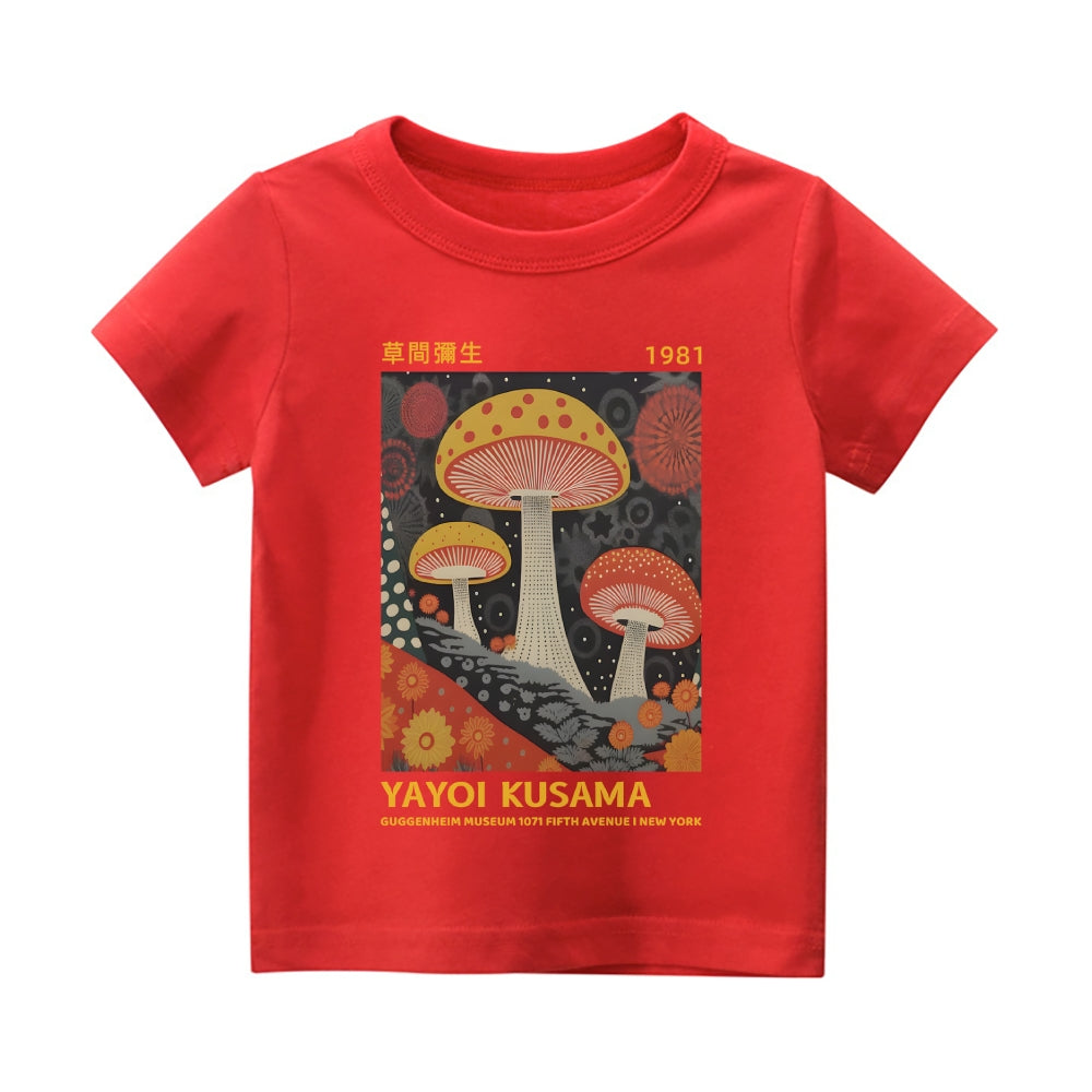 Yayoi Kusama Mushroom Vintage Kids Cotton T-shirt