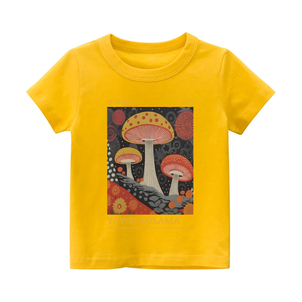 Yayoi Kusama Mushroom Vintage Kids Cotton T-shirt