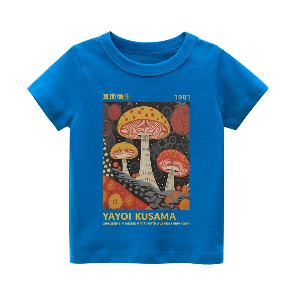 Yayoi Kusama Mushroom Vintage Kids Cotton T-shirt