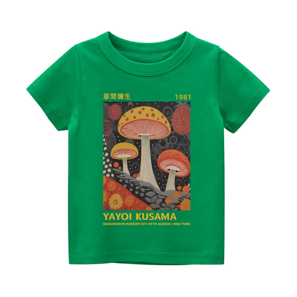 Yayoi Kusama Mushroom Vintage Kids Cotton T-shirt