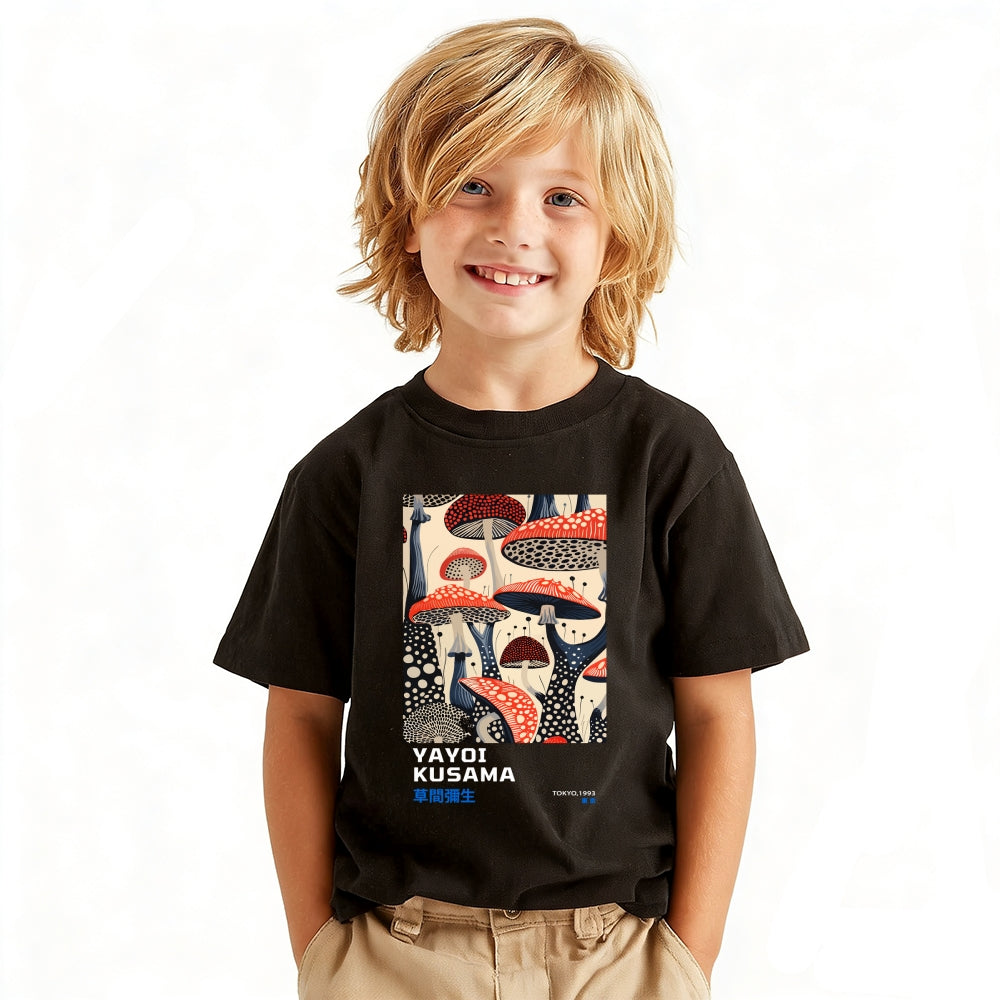 Yayoi Kusama Mushroom Vintage Kids Cotton T-shirt