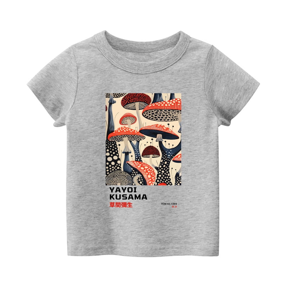 Yayoi Kusama Mushroom Vintage Kids Cotton T-shirt