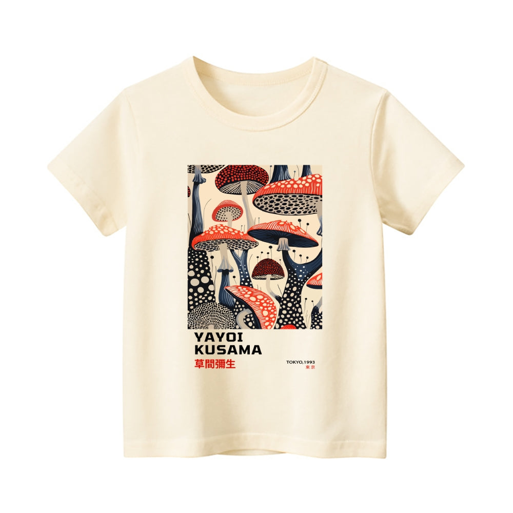 Yayoi Kusama Mushroom Vintage Kids Cotton T-shirt