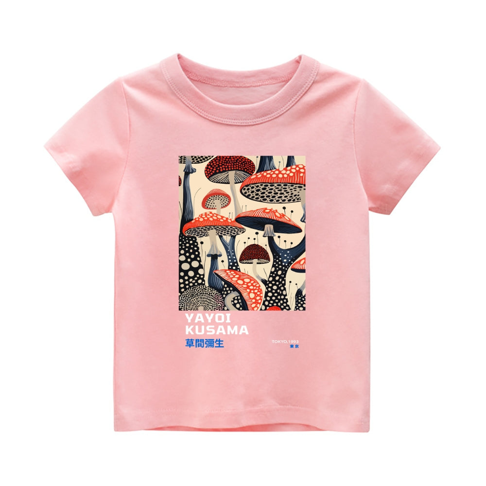 Yayoi Kusama Mushroom Vintage Kids Cotton T-shirt