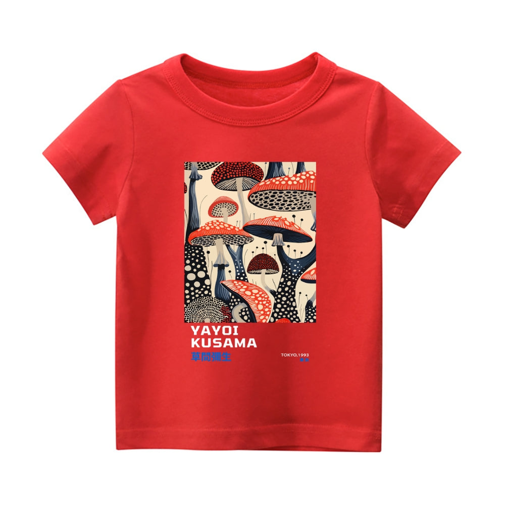 Yayoi Kusama Mushroom Vintage Kids Cotton T-shirt