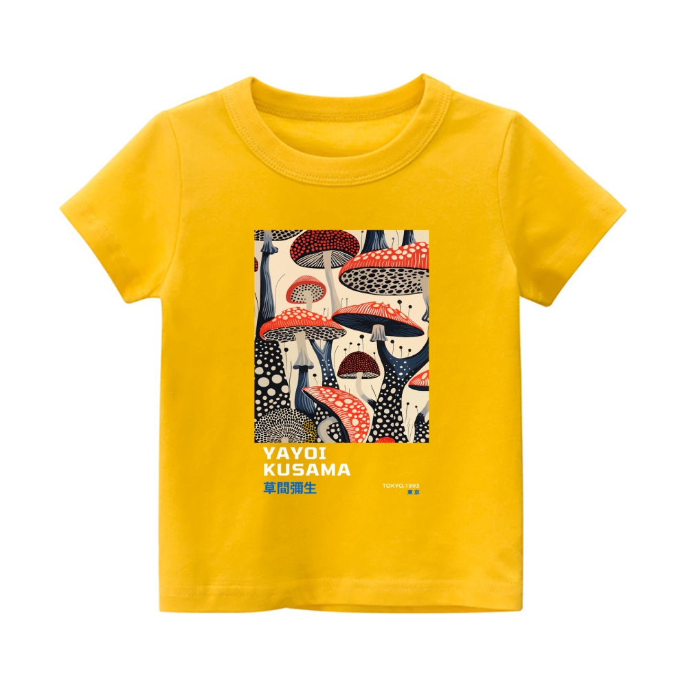 Yayoi Kusama Mushroom Vintage Kids Cotton T-shirt