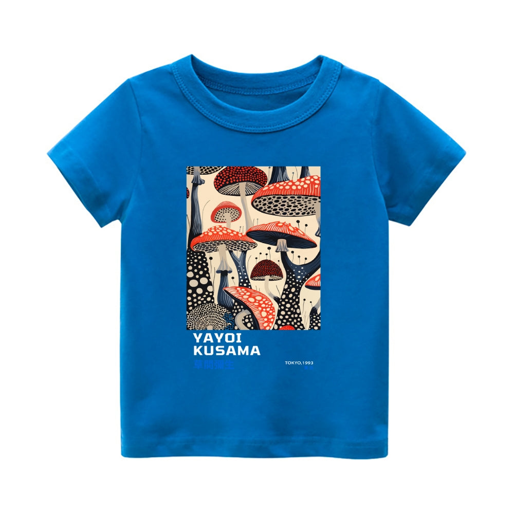 Yayoi Kusama Mushroom Vintage Kids Cotton T-shirt