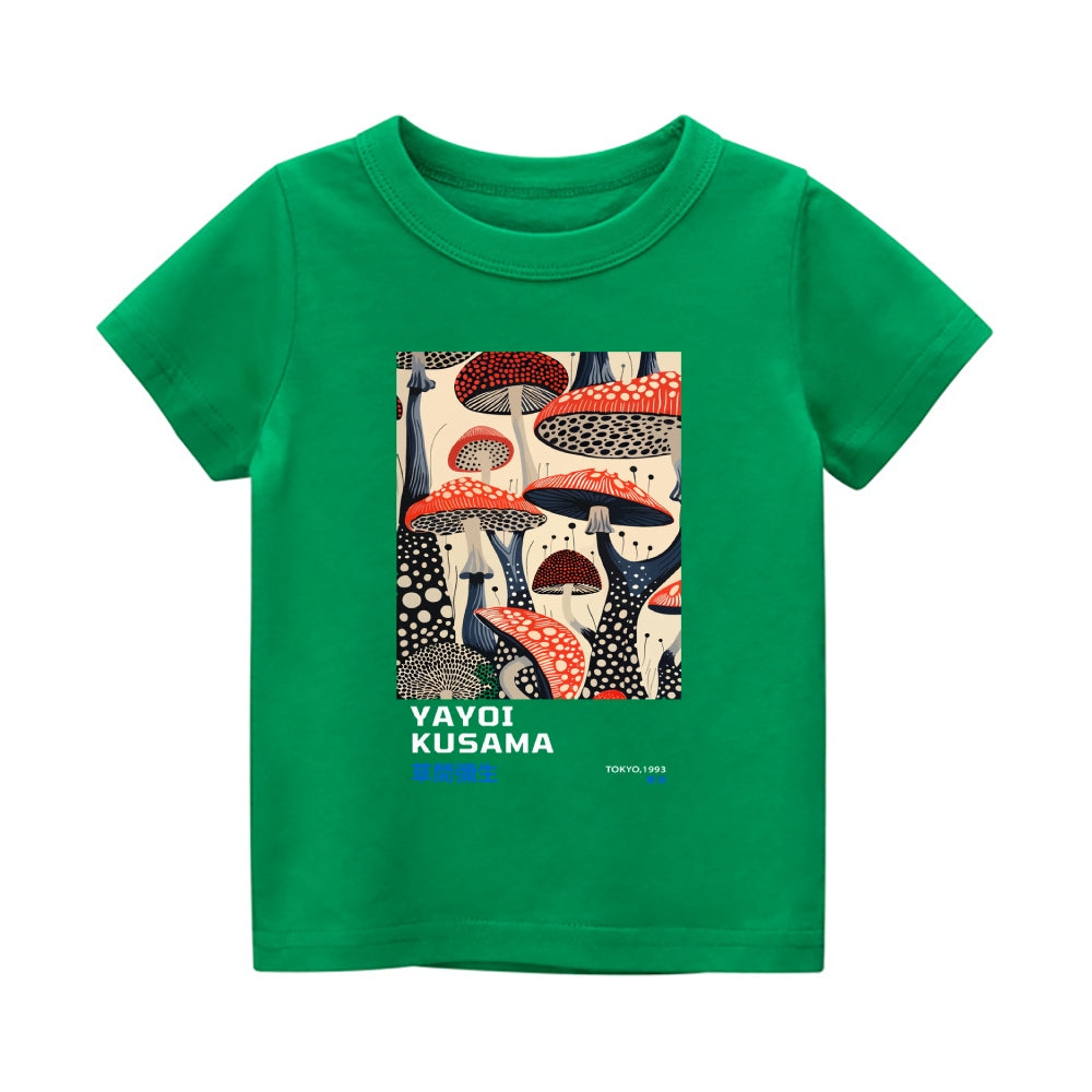 Yayoi Kusama Mushroom Vintage Kids Cotton T-shirt