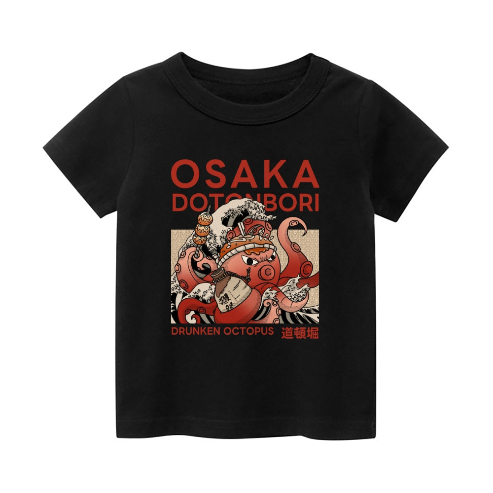 Osaka Octopus Vintage Kids Cotton T-shirt