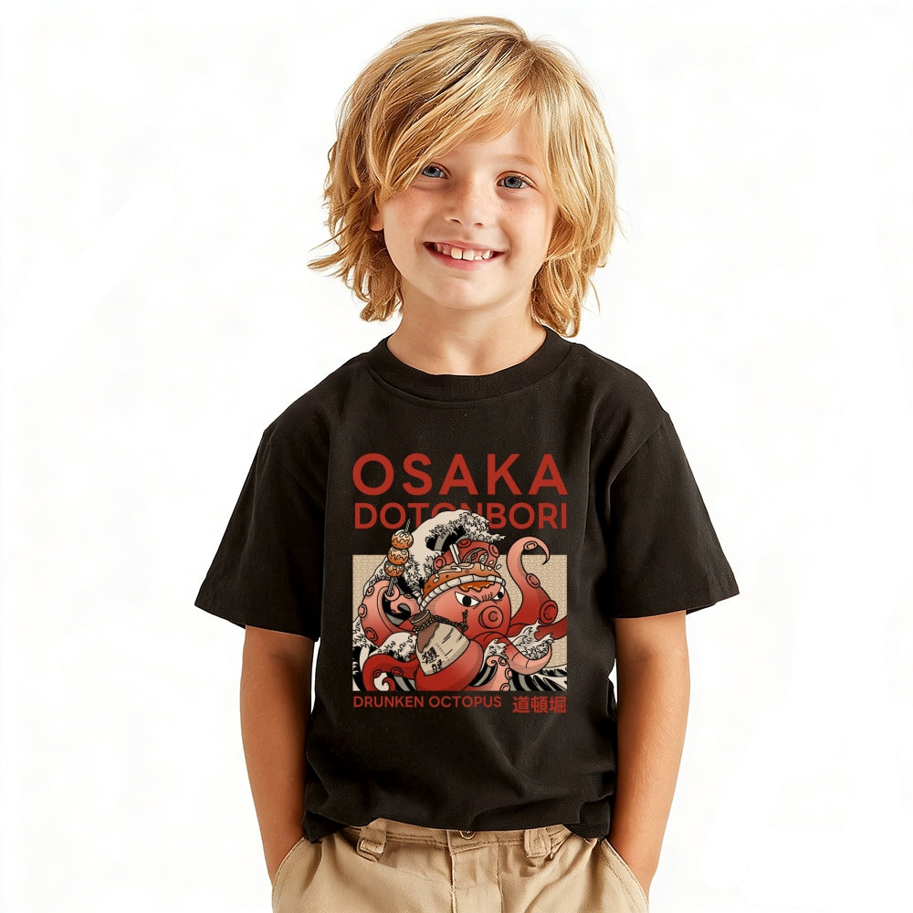 Osaka Octopus Vintage Kids Cotton T-shirt