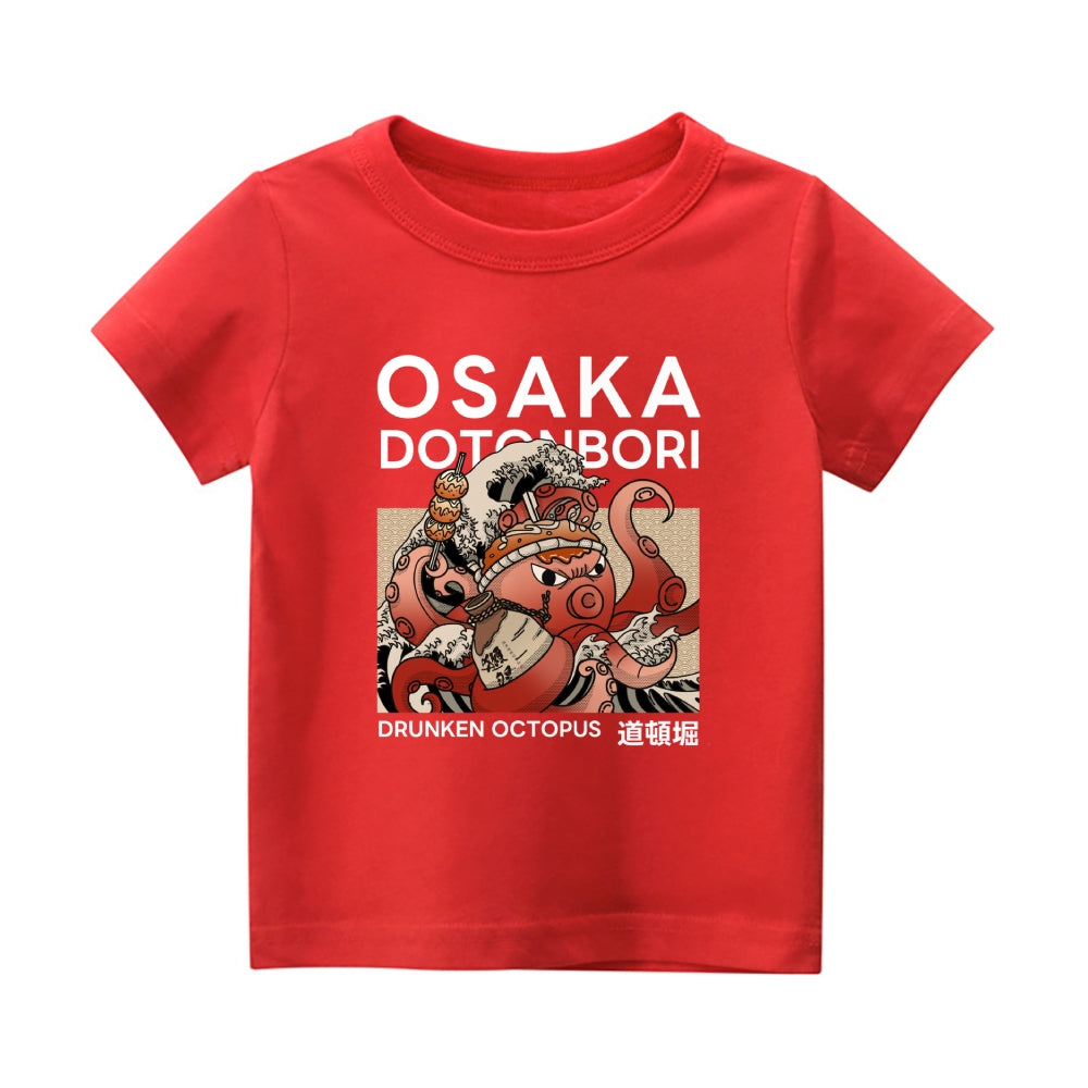 Osaka Octopus Vintage Kids Cotton T-shirt
