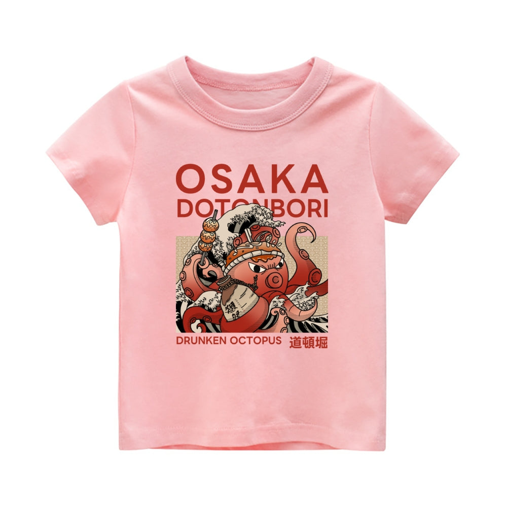 Osaka Octopus Vintage Kids Cotton T-shirt