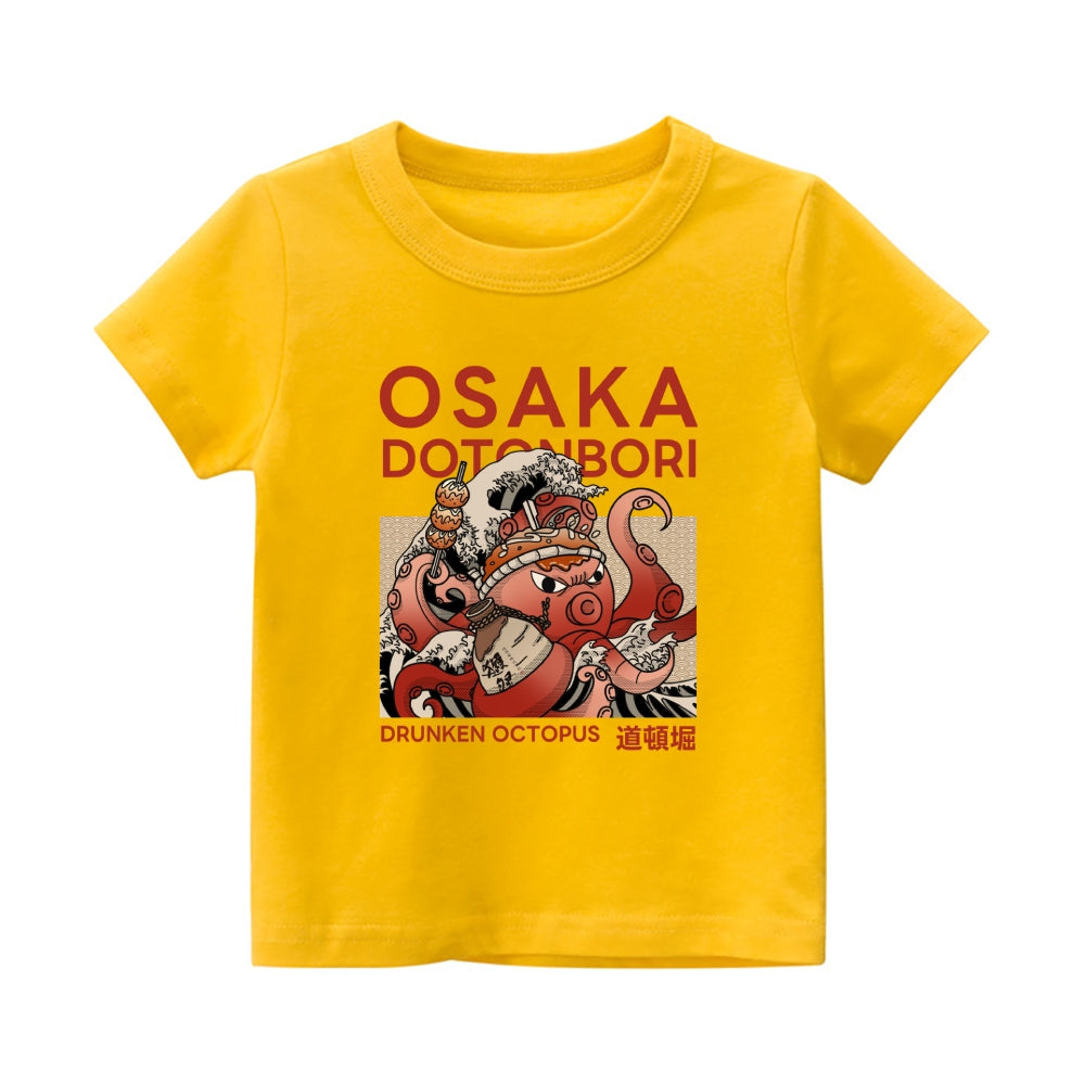Osaka Octopus Vintage Kids Cotton T-shirt