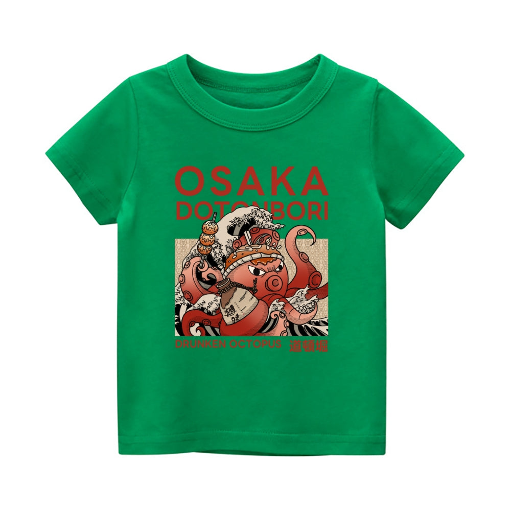 Osaka Octopus Vintage Kids Cotton T-shirt