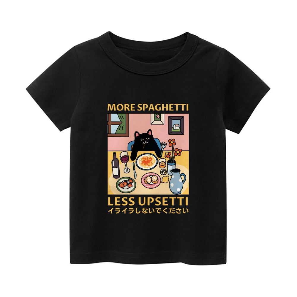 Spaghetti Cat Vintage Kids Cotton T-shirt