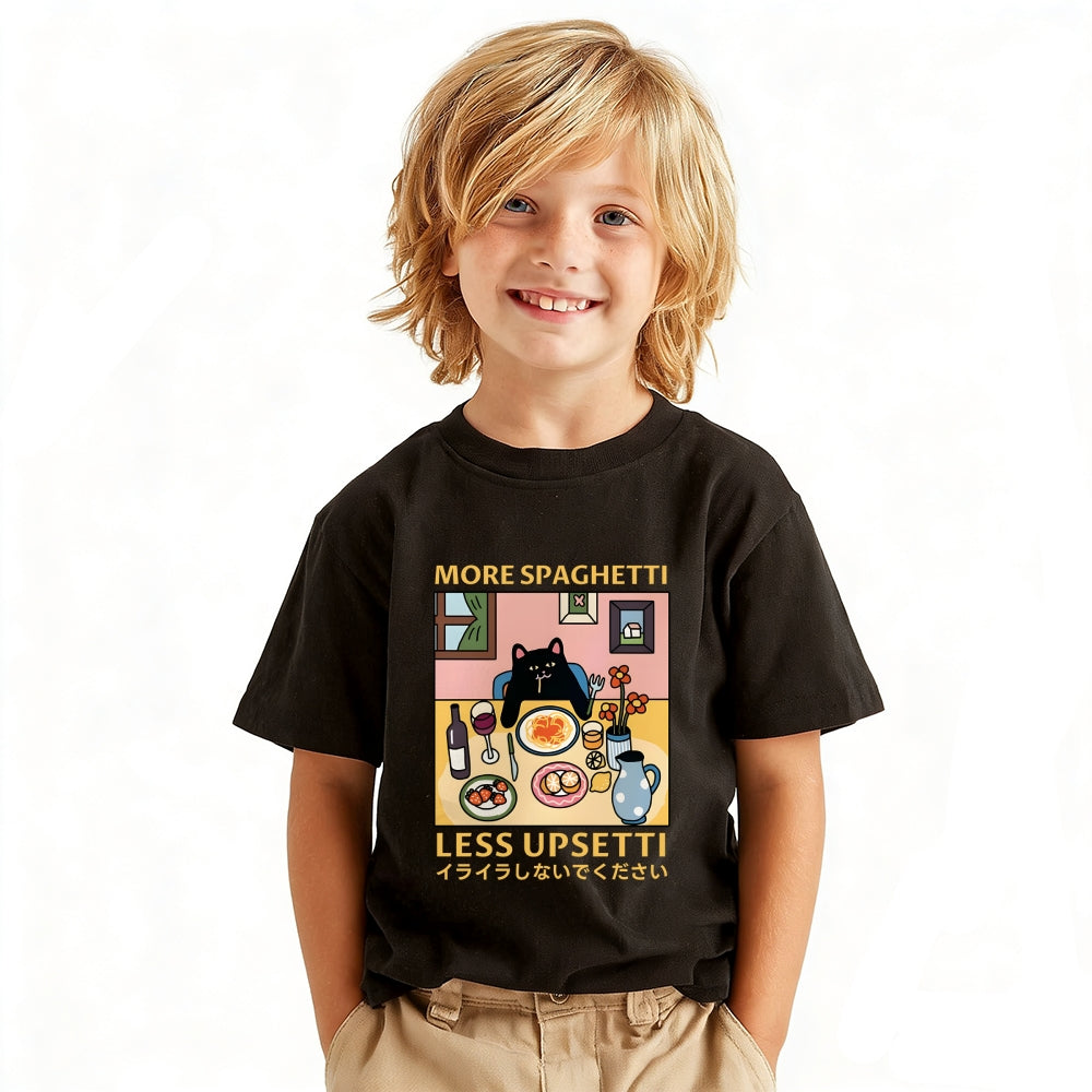 Spaghetti Cat Vintage Kids Cotton T-shirt