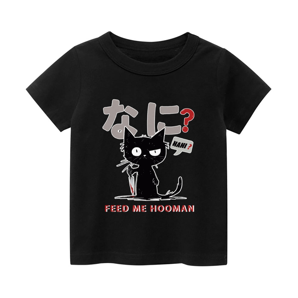 Black Cat Vintage Kids Cotton T-shirt